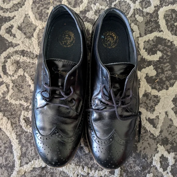Diesel Wing Tips Black Leather Men's EU 42 US 9 - Picture 2 of 7